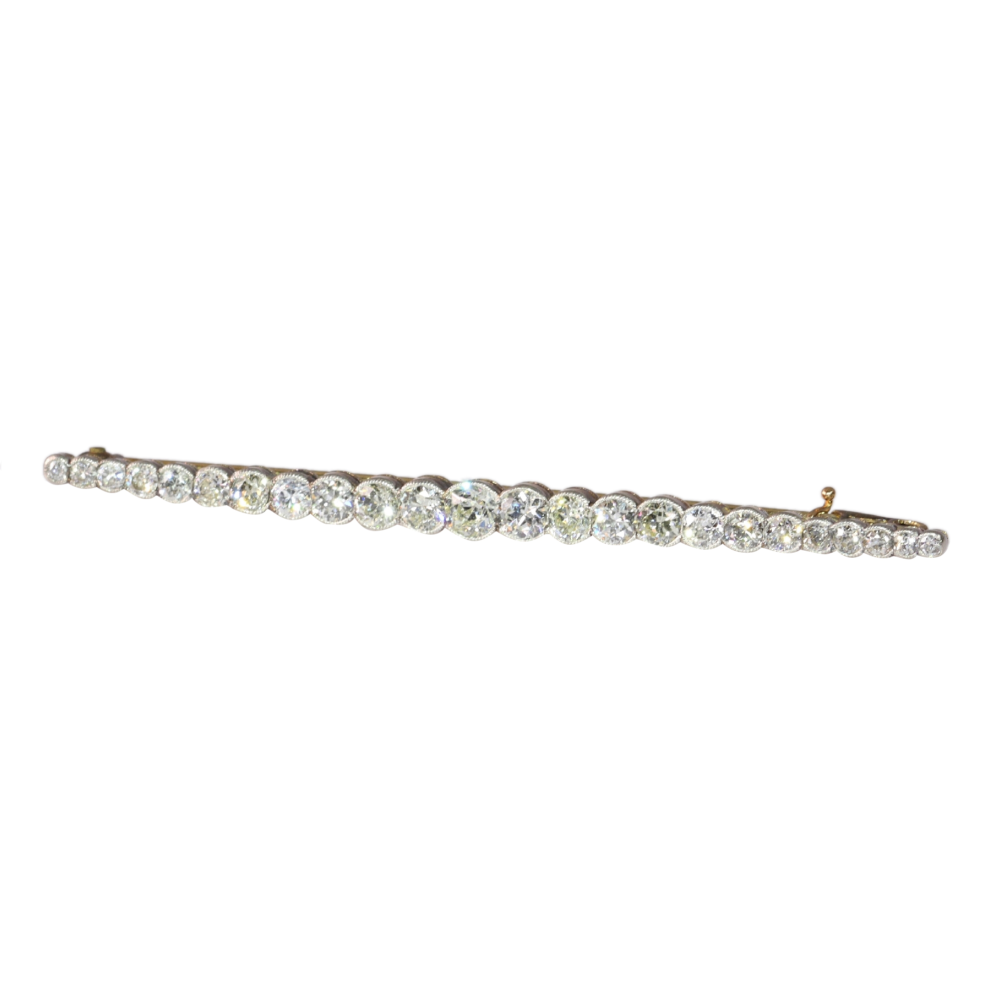 Art Deco Simplicity: Linear Bar Brooch with 24 Diamonds